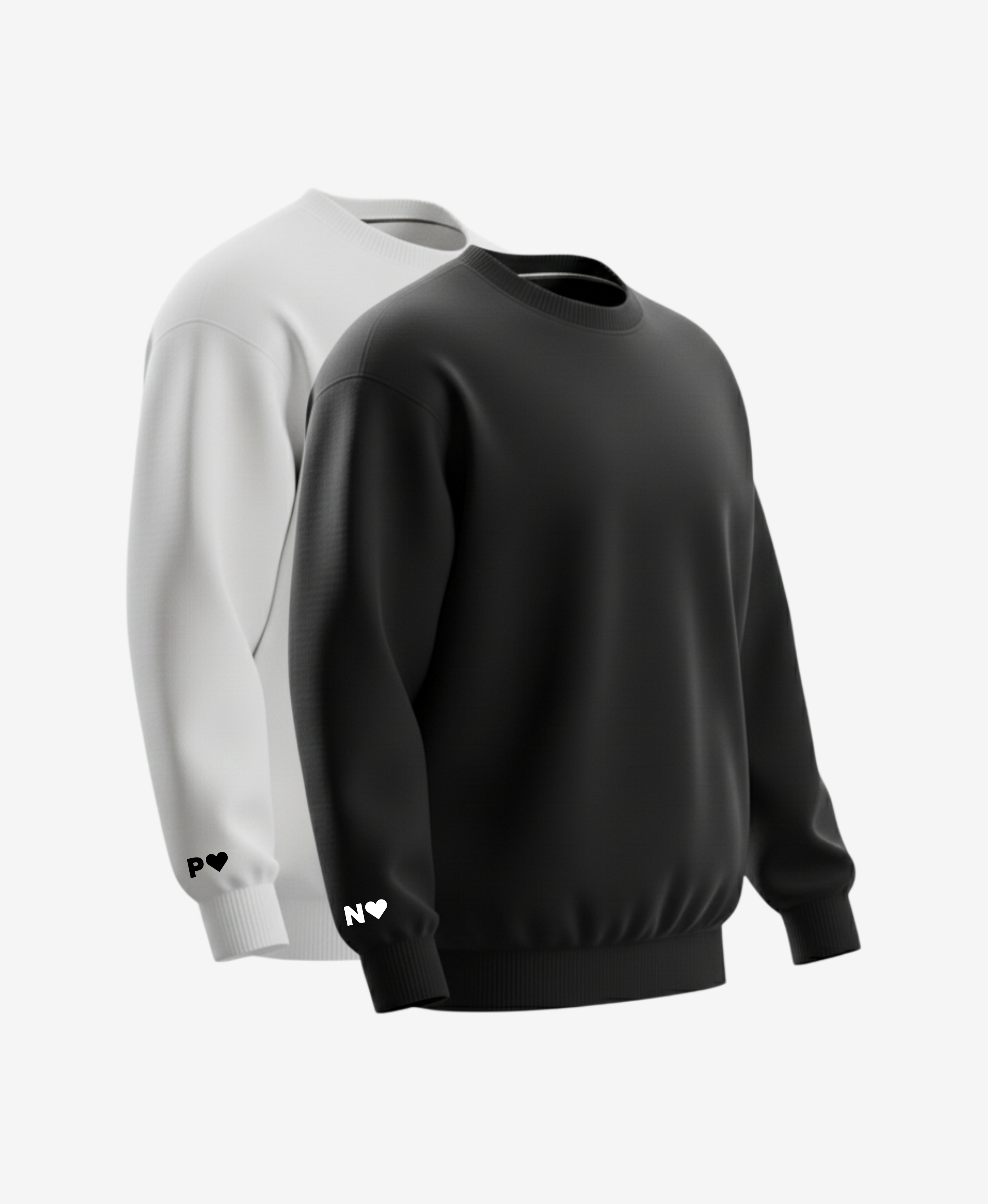 Párové mikiny s výšivkou iniciálu a srdíčka - bez kapuce